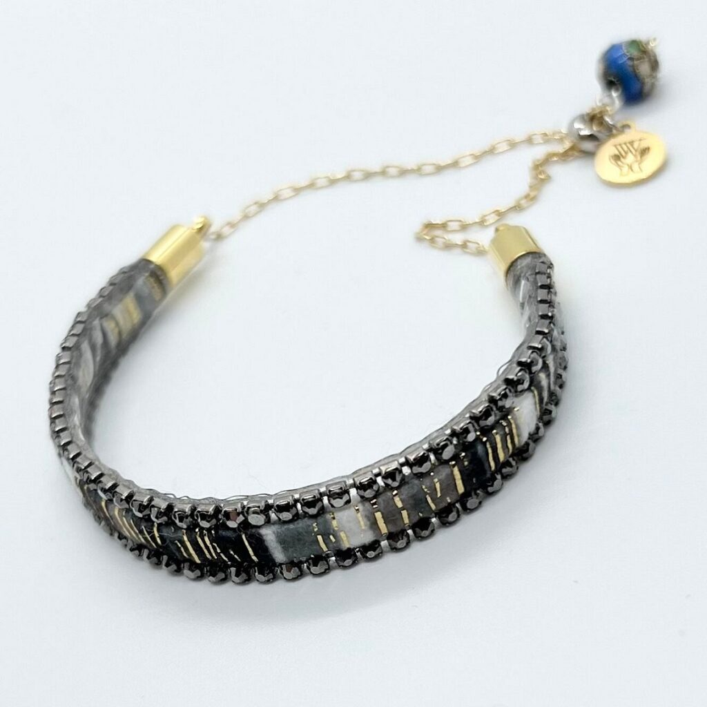 A bracelet with a banded design